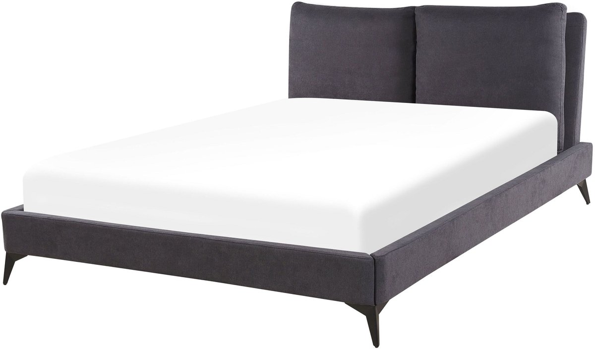 MELLE - Tweepersoonsbed - Donkergrijs - 160 x 200 cm - Chenille