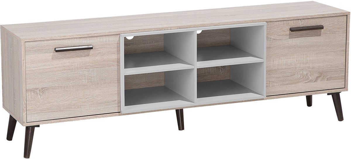 Beliani ALLOA - TV-meubel - Lichte houtkleur/Grijs - Spaanplaat Bruin