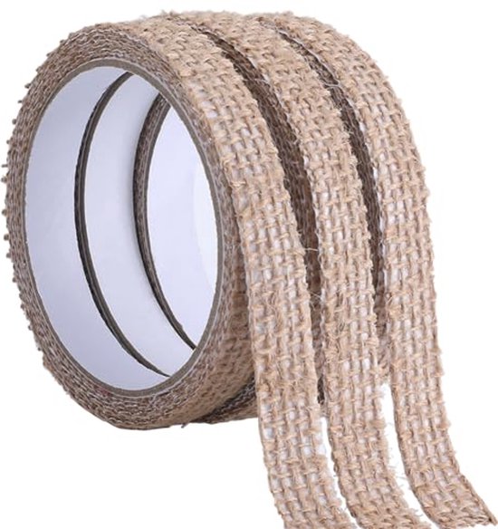 3 Rolls Linen Ribbon, 1.5 cm Wide, Jute, Decorative Masking Ribbon ...