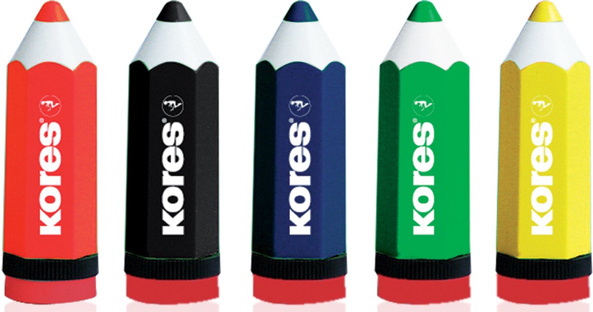 Kores SP35811, Handmatige puntenslijper, Verschillende kleuren, Zwart, Blauw, Groen, Rood, Geel, Ambidextrous, 20 stuk(s)