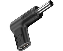 NÖRDIC Adapter USB-C naar DC 4,5x3,0mm - 100W - 12-20V - Geschikt voor Dell Laptop - Zwart