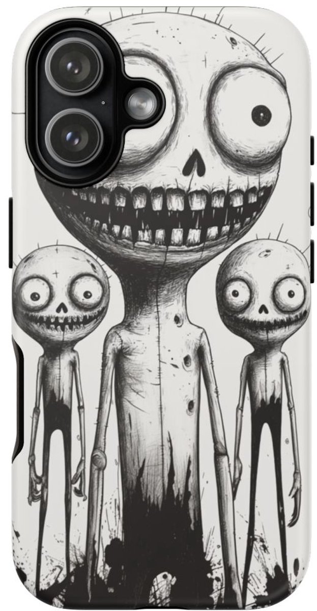 Monochroom Slijmerig Monstertrio – Telefoonhoesje Geschikt voor iPhone 17