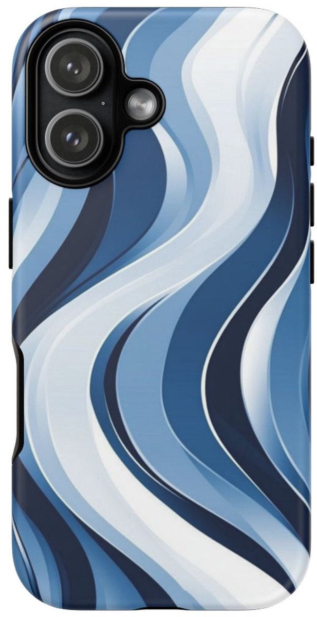 Blauw Golvend Abstract Patroon – Telefoonhoesje Geschikt voor iPhone 17