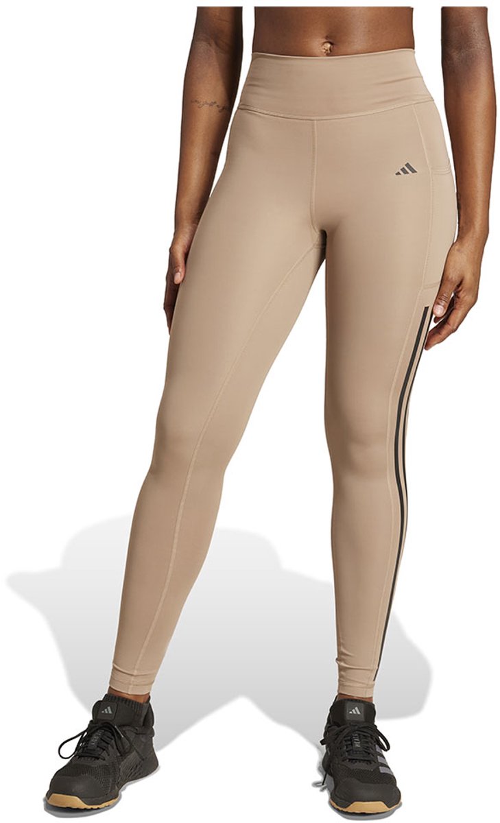 Adidas Optime 3 Stripes Leggings Regular Vrouw Bruin
