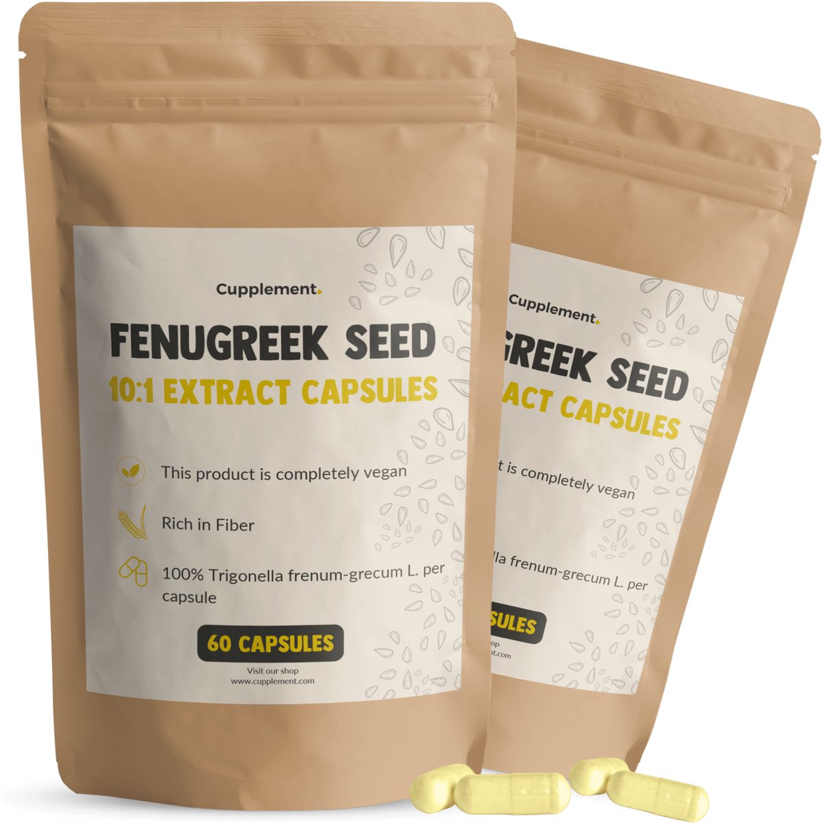 Cupplement Fenegriek 10.000 mg per dagdosering Combideal 2x 60 capsules - Fenugreek -Boezemvriendjes alternatief - fenegriek zaad geen fenegriek olie - Vegan - Zonder toevoegingen - Lab getest - 60 dagen voorraad per zakje