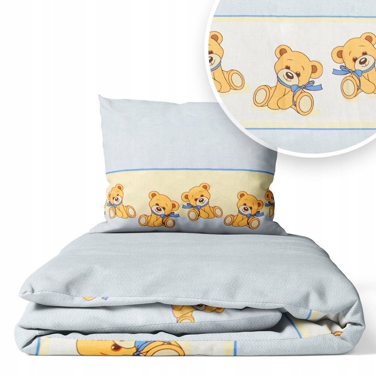 Kinderbeddengoed 120x160cm 50x70cm 2-delig - Blauwe Beer met Strik