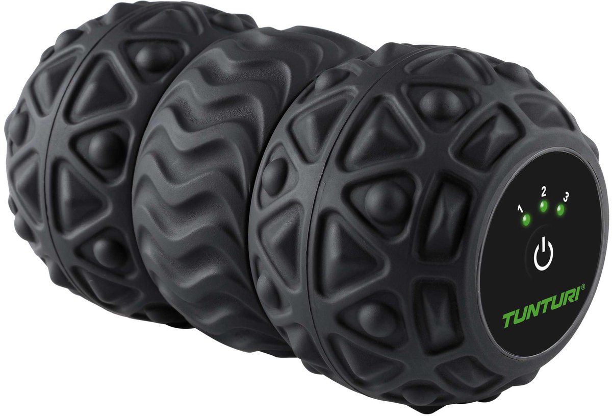 Tunturi Vibrating duo Massage Roller voor rugmassage - voetmassage - elektrische - met 3 niveau's - compact formaat - Zwart
