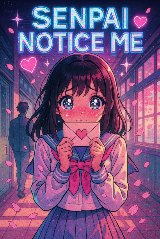 Poster Senpai Notice Me - Affiches Posters - Fille - Anime - Texte - Décoration murale Murale Chambre Ado - Papier 180 grammes - S6453AZ - Format 50 x 70 cm