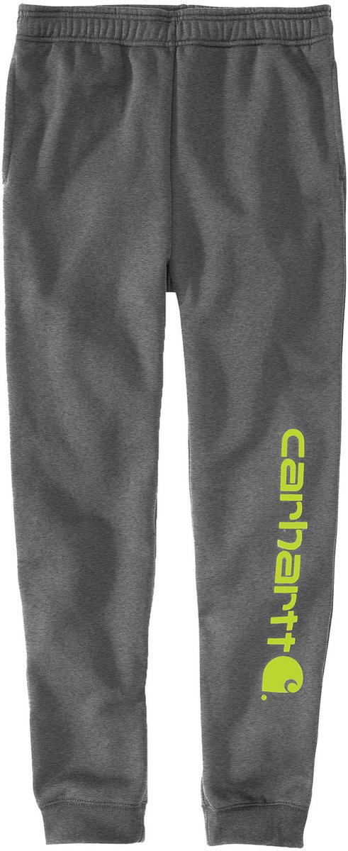 Carhartt Sweatbroek Midweight Tapered Sweatbroek met print Carbon Heather Grijs