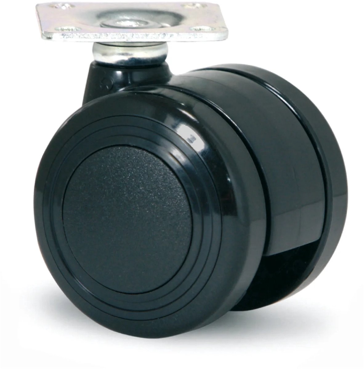 Meubelwiel 50mm PU dubbel soft met plaat 38x38mm