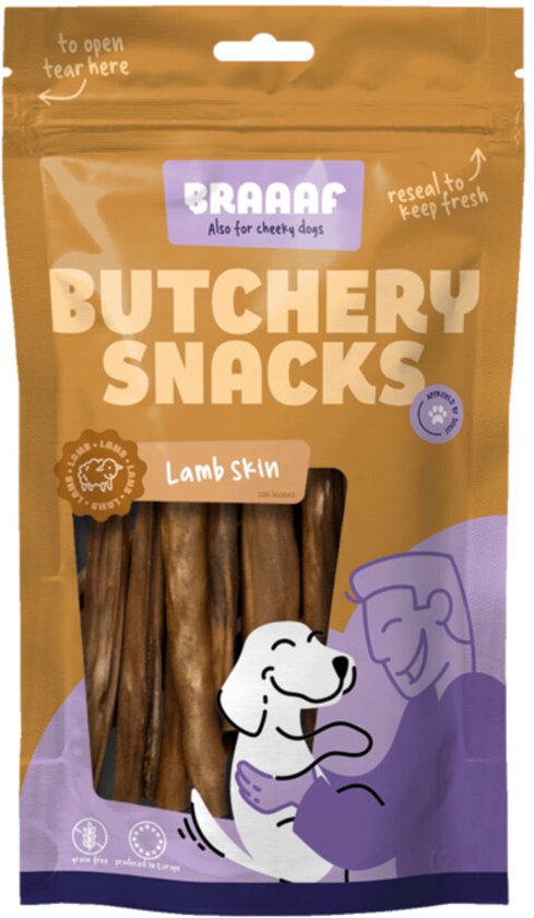 Braaaf Butchery Lamb Skin Hondensnack - 100 gr