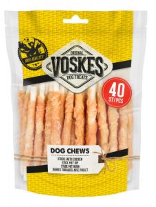 Voskes Rawhide Kip Sticks - 15 x 400 gr - Voordeelverpakking