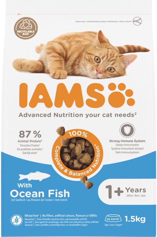 IAMS Kat Adult Oceaanvis - 4 x 1,5 kg - Voordeelverpakking