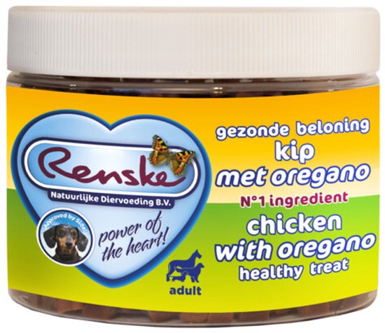 Renske Gezonde Beloning Mini Hartjes Hondensnack Kip & Oregano - 300 gr