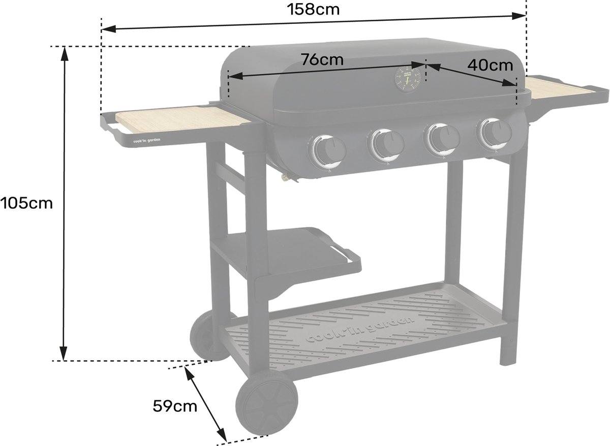 COOK'IN GARDEN BBQ GAS FLAVO 76 S-CART