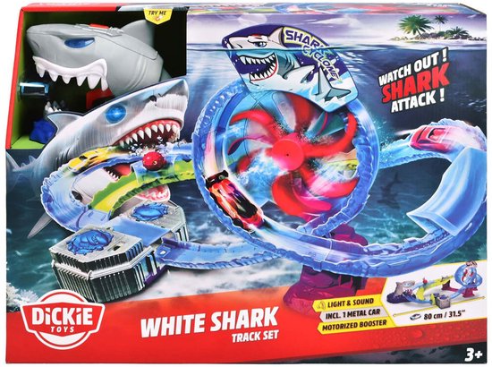 Dickie Toys - Racebaan - Witte haai track set - looping en metalen speelgoedauto inbegrepen
