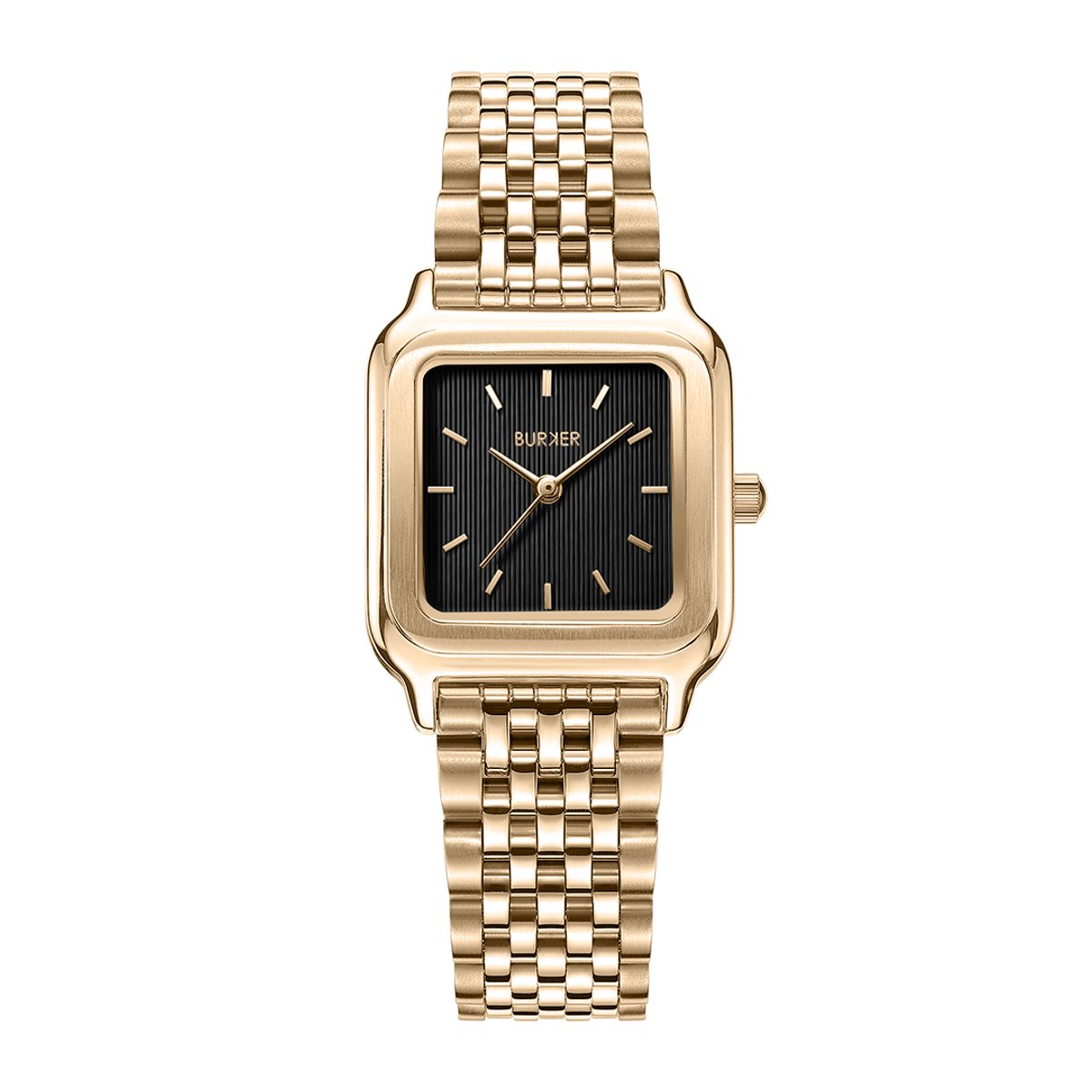 BURKER Macy Horloge Dames - Vierkant - Goud Zwart - Schakelband - 26 mm