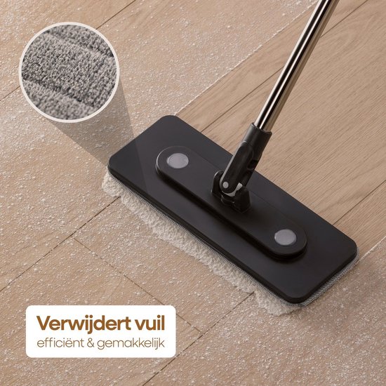 Lugia Dweil - Dweilsysteem met 2 Waterreservoirs - Scheid Schoon en Vuil Water - Vloerwisser - Mop - Dweil Set & Mop - Zwart & Beige Lugia Dweil - Dweilsysteem met 2 Waterreservoirs - Scheid Schoon en Vuil Water - Vloerwisser - Mop - Dweil Set & Mop - Zwart & Beige