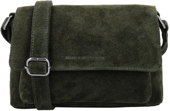Sac bandoulière Brazos Hide & Stitches - Daim - Bandoulière - Cuir - Rabat - Vert olive - 100 % Cuir