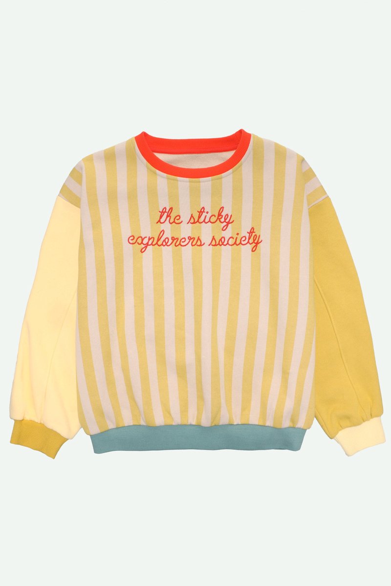 Sticky Lemon - trui - strepen - rietgroen + zandgeel