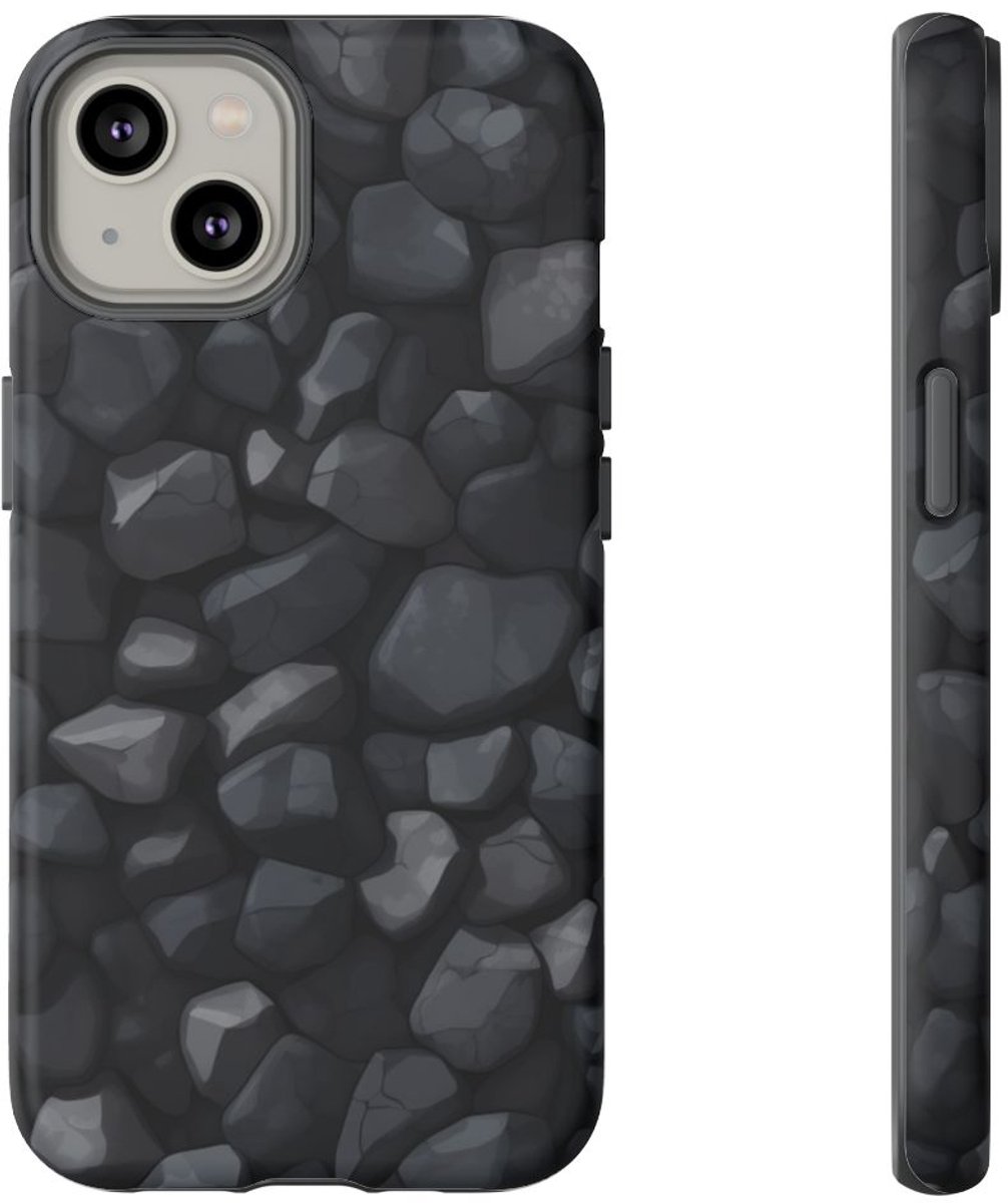 Donkergrijs Steentextuurpatroon – Telefoonhoesje Geschikt voor iPhone 14