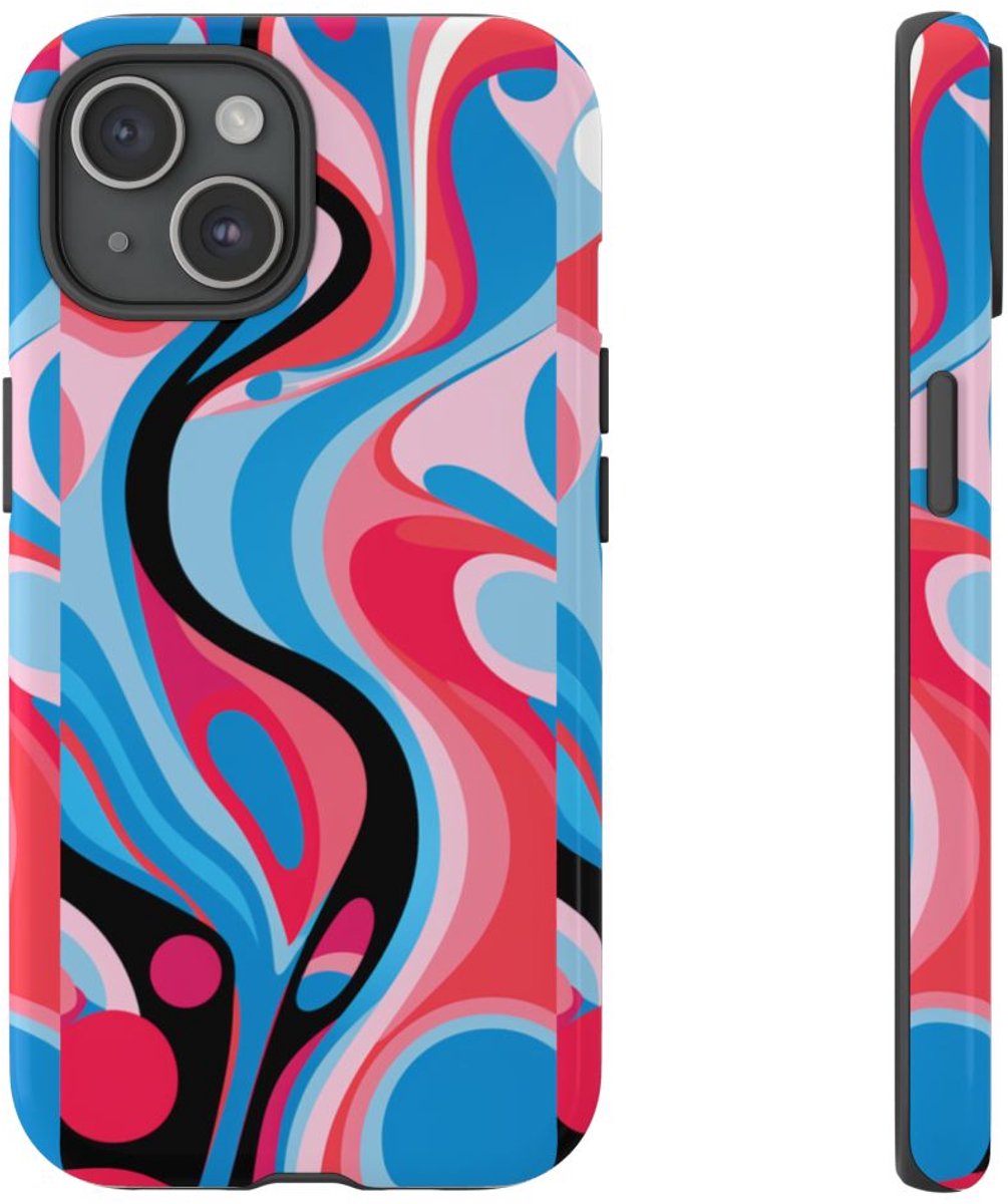 Abstract Kleurrijk Vloeiend Patroon – Telefoonhoesje Geschikt voor iPhone 15