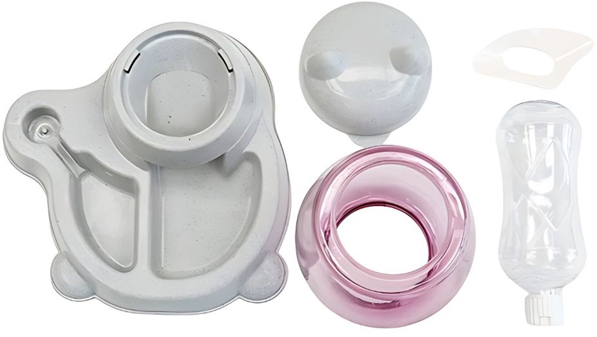 Huisdierenvoeder 2-in-1 Voer- en Waterdispenser 2,5L Grijs - afbeelding 3