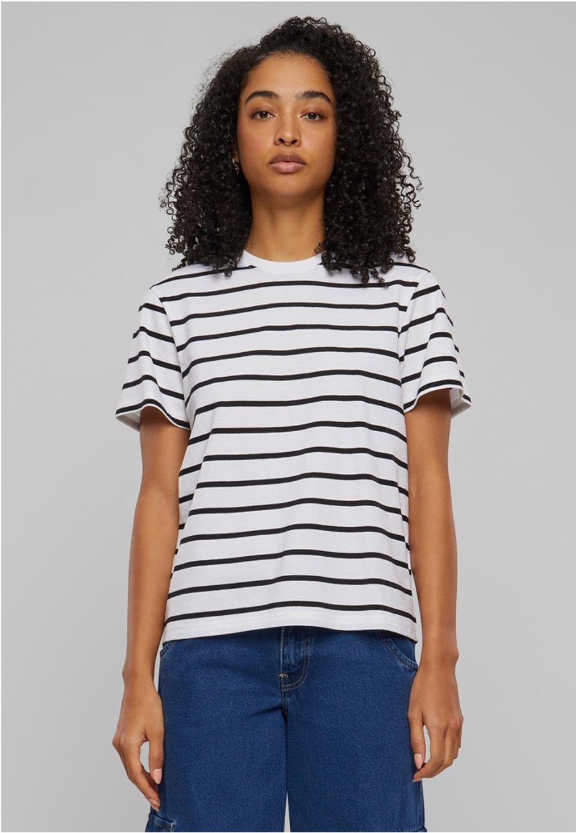 Urban Classics Striped Boxy Dames T-shirt 4XL Zwart