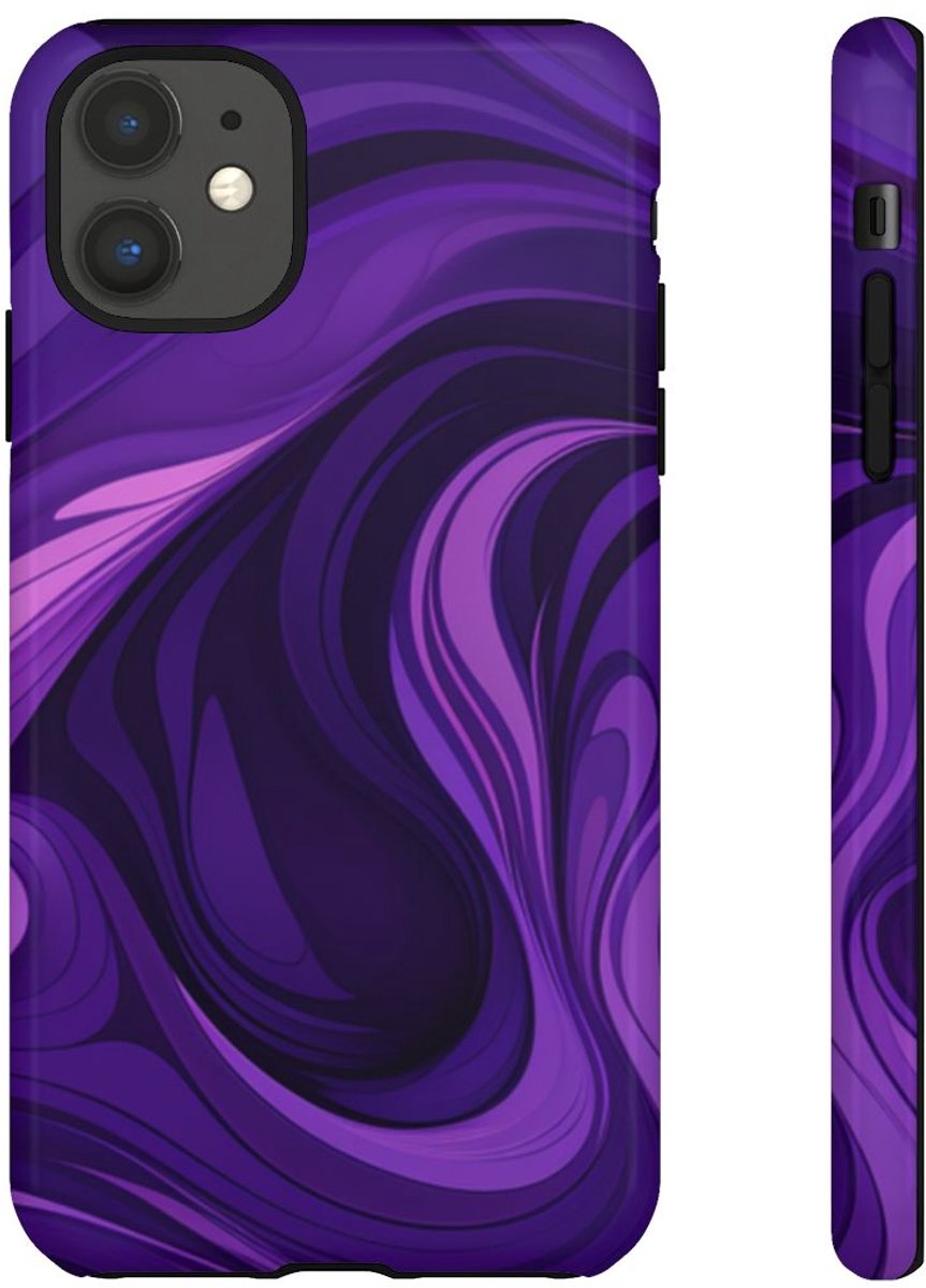 Paars Abstract Golfpatroon – Telefoonhoesje Geschikt voor iPhone 11