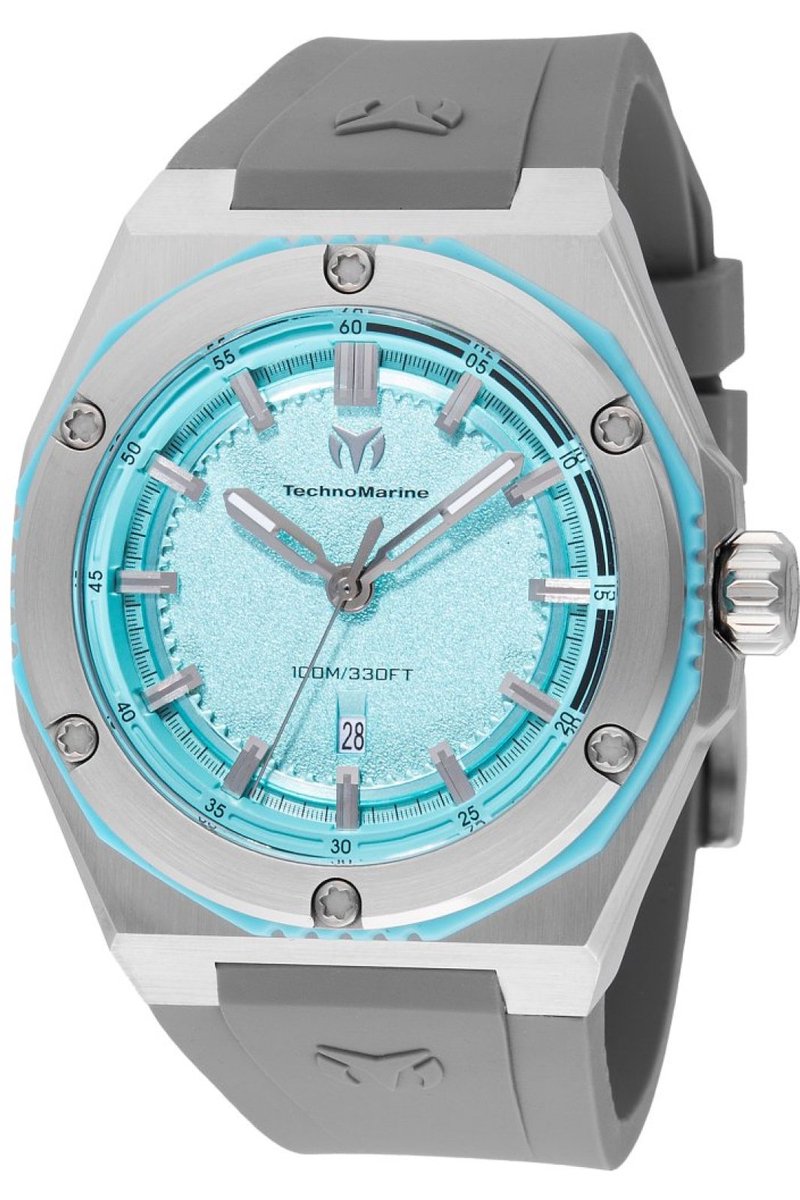 TechnoMarine CORAL - Legacy TM-416073 Heren Horloge - Waterdicht - Analoog - Quartz Uurwerk - Roestvrij Staal met blauwe Wijzerplaat - 45mm