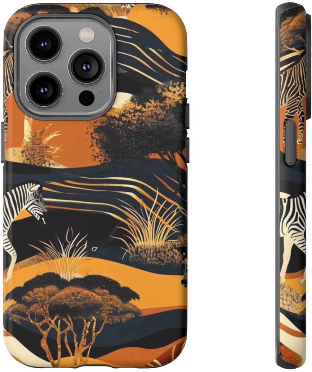 Abstract Afrikaans Savanne Zebra Patroon – Telefoonhoesje Geschikt voor iPhone 14 Pro