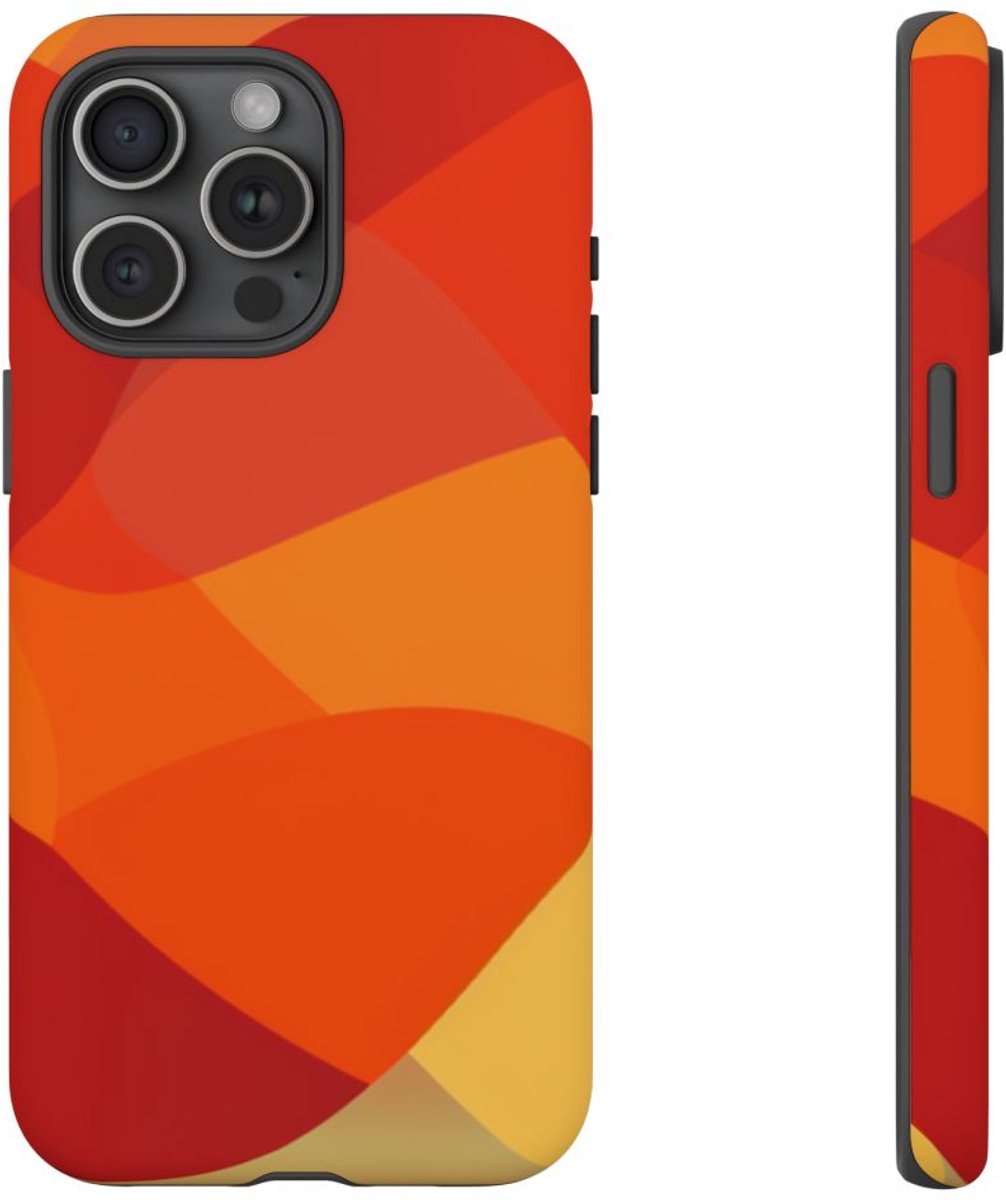 Warme Abstracte Overlappende Vormen – Telefoonhoesje Geschikt voor iPhone 15 Pro Max