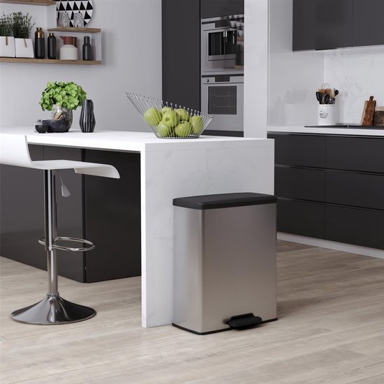 Prullenbak Curver Decobin - 65L - Rectangulaire - Gris Métallisé - Plastique Recyclé