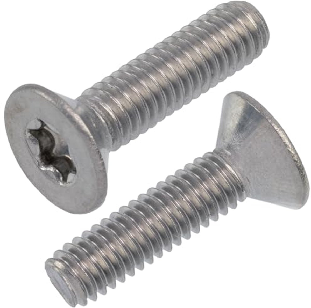 NV18771 - Set van 20 verzonken kop M4x16mm metalen schroeven - T20 sterprint - staal - zilver