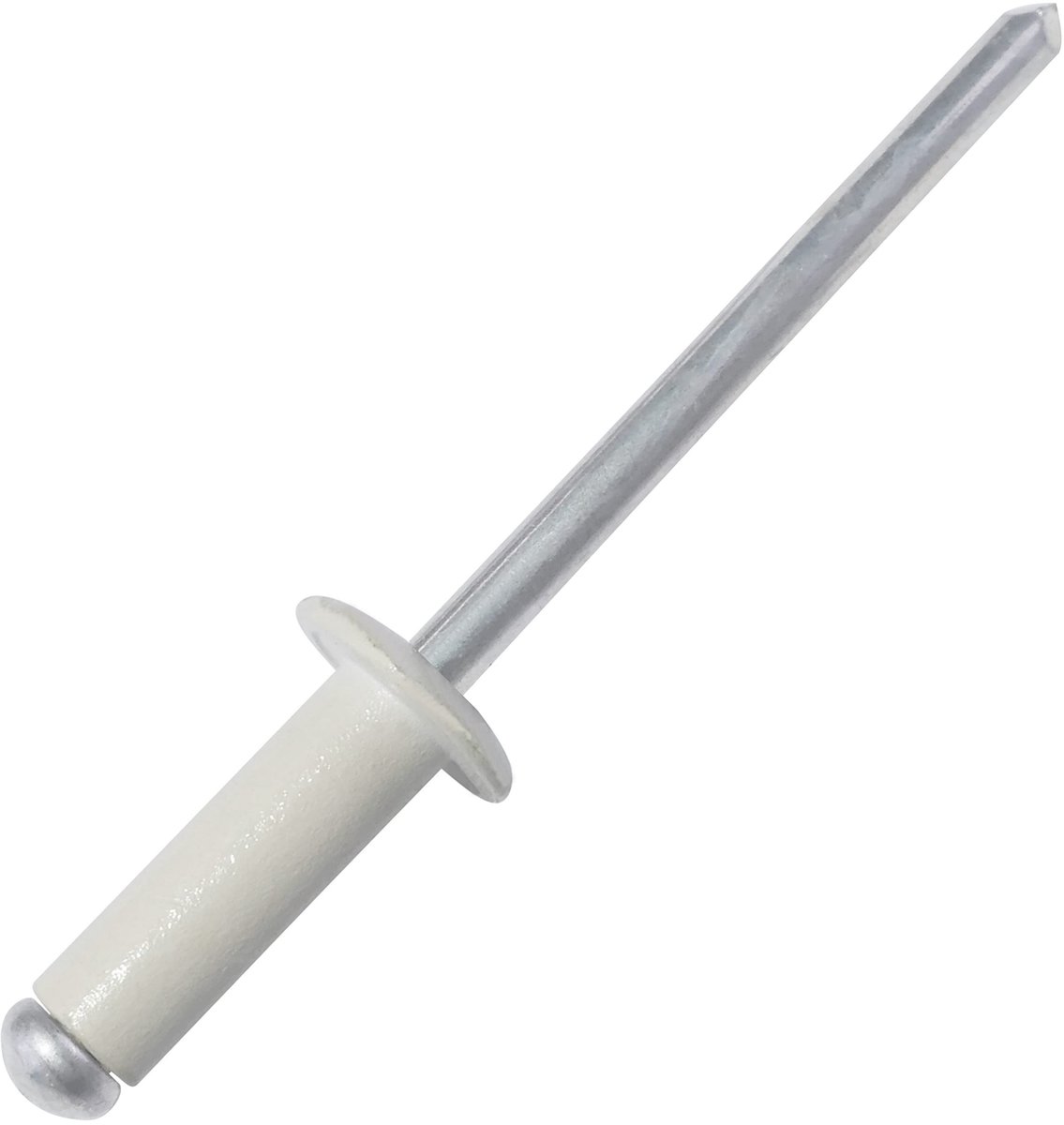 C57111 - Set van 50 blinde klinknagels Ã˜4x12 mm ivoor RAL 1015 - staal/aluminium - popnagel met breuk