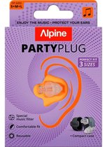 Alpine PartyPlug Oordopjes Festival - Nieuw & Verbeterd - 19dB Gehoorbescherming voor Muziek, Concerten, Feesten & Festivals - Hoge Muziekkwaliteit - Herbruikbare Oordopjes - 3 Maten S/M/L - Incl. Premium Filter & Opbergcase - Transparant