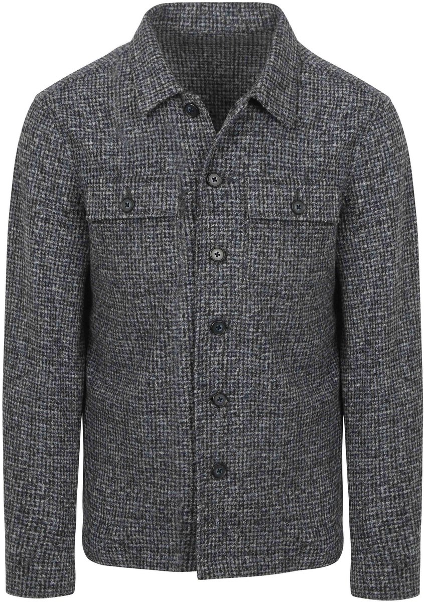 Suitable Overshirt Wool Blend Grijs Blauw - Maat S - Heren