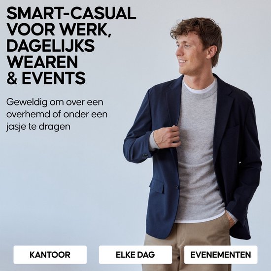 Pull DANISH ENDURANCE en laine mérinos et cachemire mélangés - Pull col rond tricoté de Premium - Luxueusement doux - pour homme - Gris clair chiné - L.