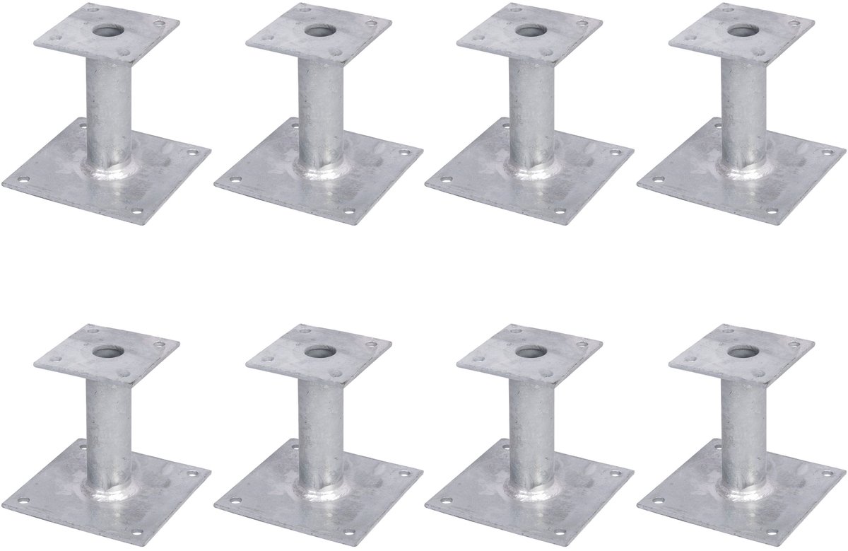 Alberts 8 x paaldrager, plaat 150x150 mm, buis-Ø 42 mm, thermisch verzinkt, voor opschroeven