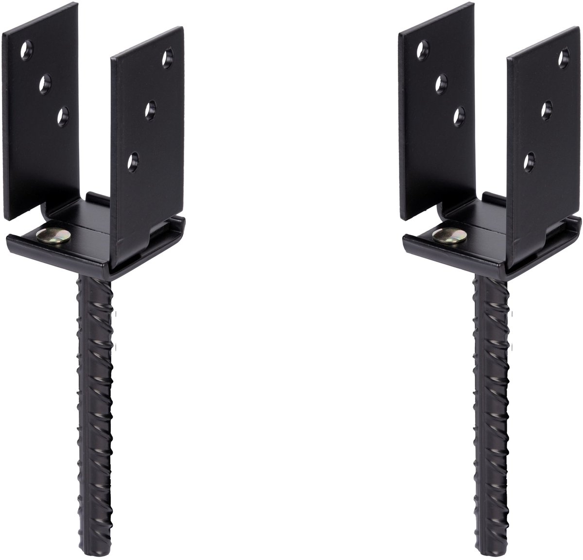 Alberts 2 x U-paaldrager, Breite 71 - 131 mm, hoogte 110 mm, Riffelstahl-betonanker 200 mm, verzinkt, zwart kunststofgecoat, voor inbetonneren
