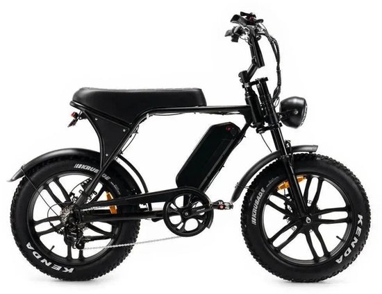 OUXI V8 Elektrische Fatbike - Ingebouwd Alarmsystseem - Inclusief Achterzitje - Inclusief Voetsteuntjes - 20 Inch - 250W Motor - 7 Versnellingen - 60 km Actieradius - Hydraulische Schijfremmen - Zwart