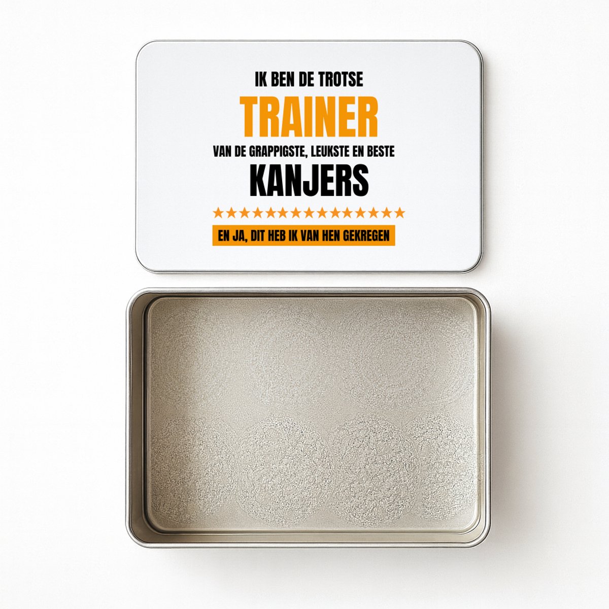 Hacebo® - Trotse trainer koektrommel rechthoekig - Trainer - een trainer - koekblik – koektrommels – bewaarblik - snoeptrommel - sport - verjaardagscadeau - cadeau voor trainer - koek trommel - 20 x 13 CM