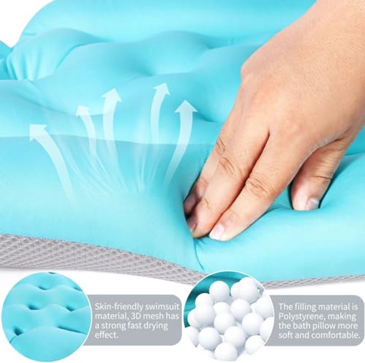 Badkussen, full body spa bad matras kussen kussen zachte gewatteerde badmat met ademend