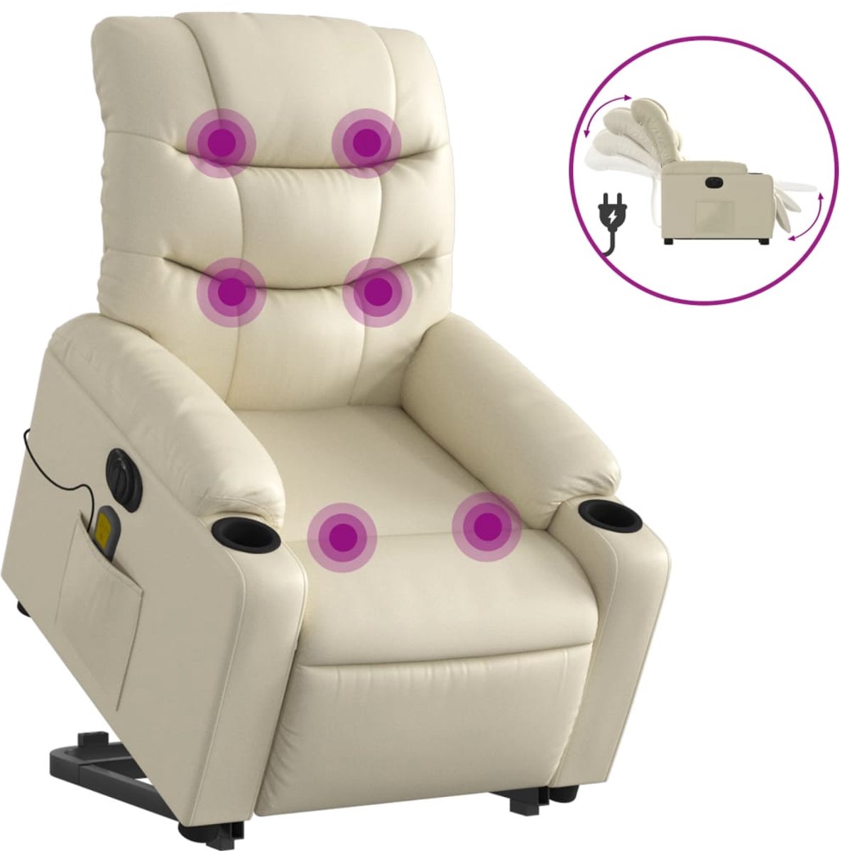 vidaXL Sta-op-massagestoel - elektrisch - kunstleer - crèmekleurig