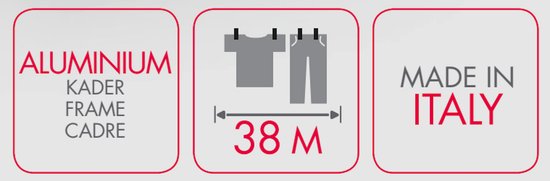 Tomado - Droogtoren Ciclone Vario - 38 meter drooglengte - Inklapbaar - Aluminium en Metaal - Met kledinghangershaken - 5 jaar garantie - Zilvergrijs