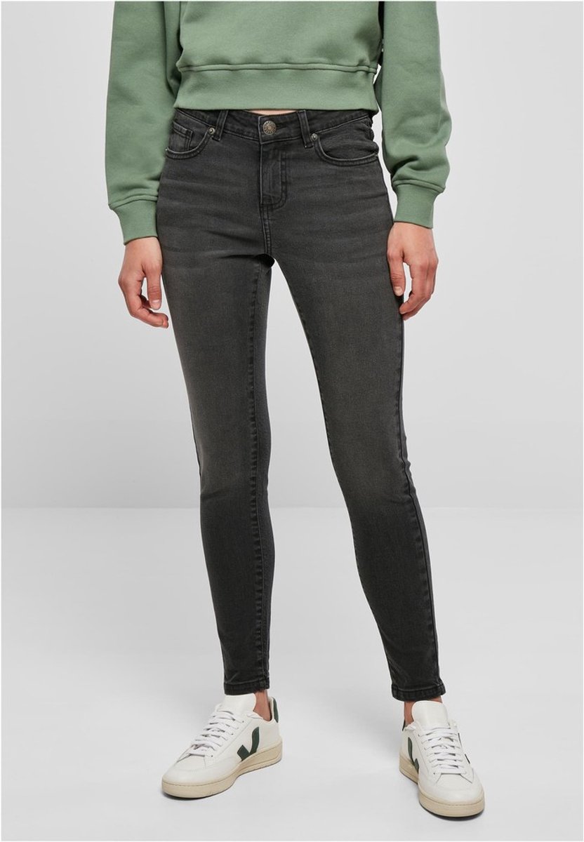 Urban Classics - Mid Waist Skinny jeans - Taille, 27 inch - Zwart