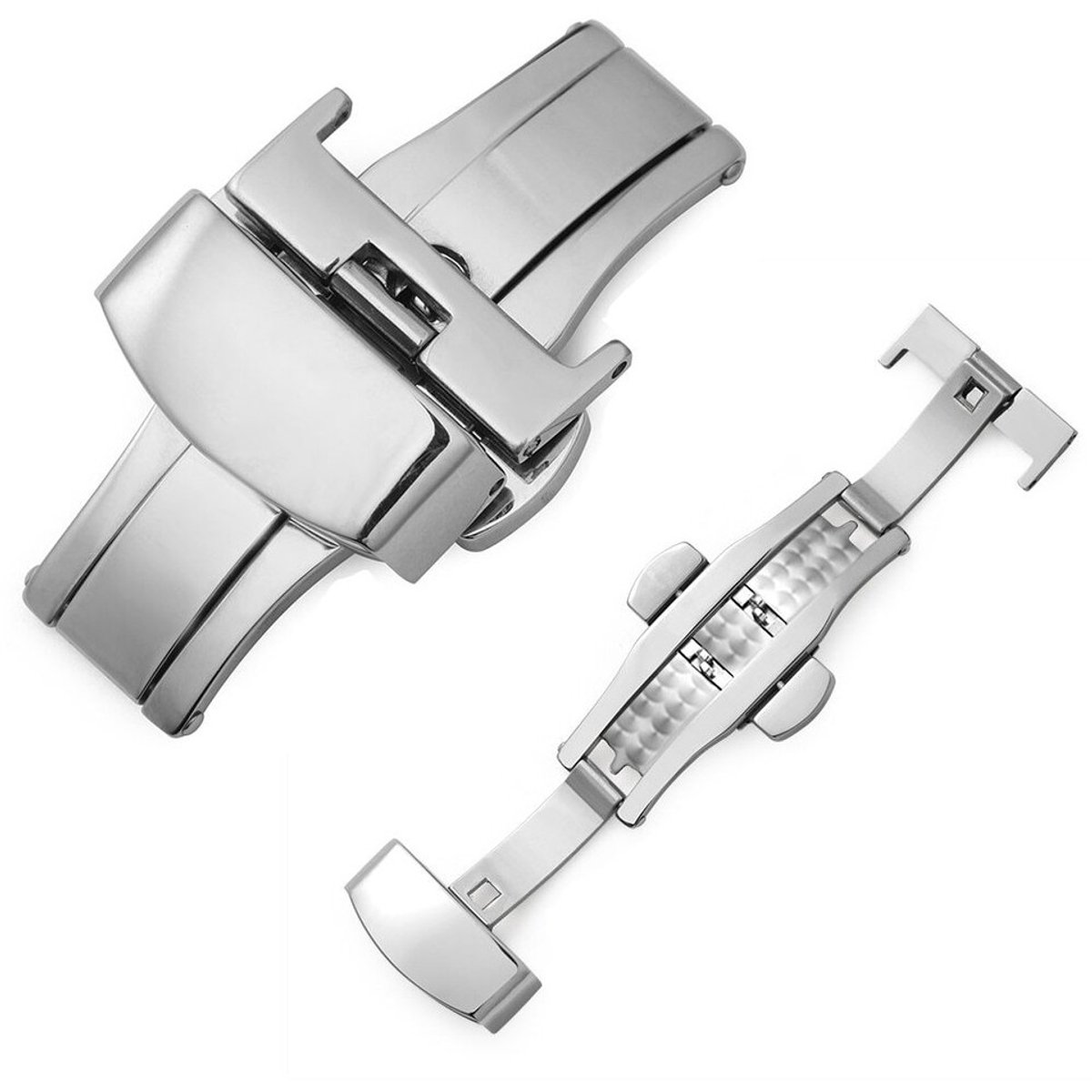 Vlindersluiting horlogeband gesp interface 18mm roestvrij staal horlogeband gesp - zilver [verdikte streep]