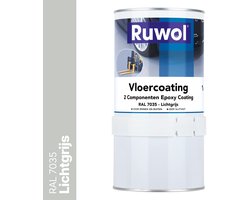 Ruwol 2K Epoxy Vloercoating Lichtgrijs (RAL 7035) 1 kg - Vloerverf - 3 populaire kleuren - Garagevloer Coating - Slijtvast, naadloos en vloeistofdicht - Eenvoudig Schoon te maken - 2 componenten verf