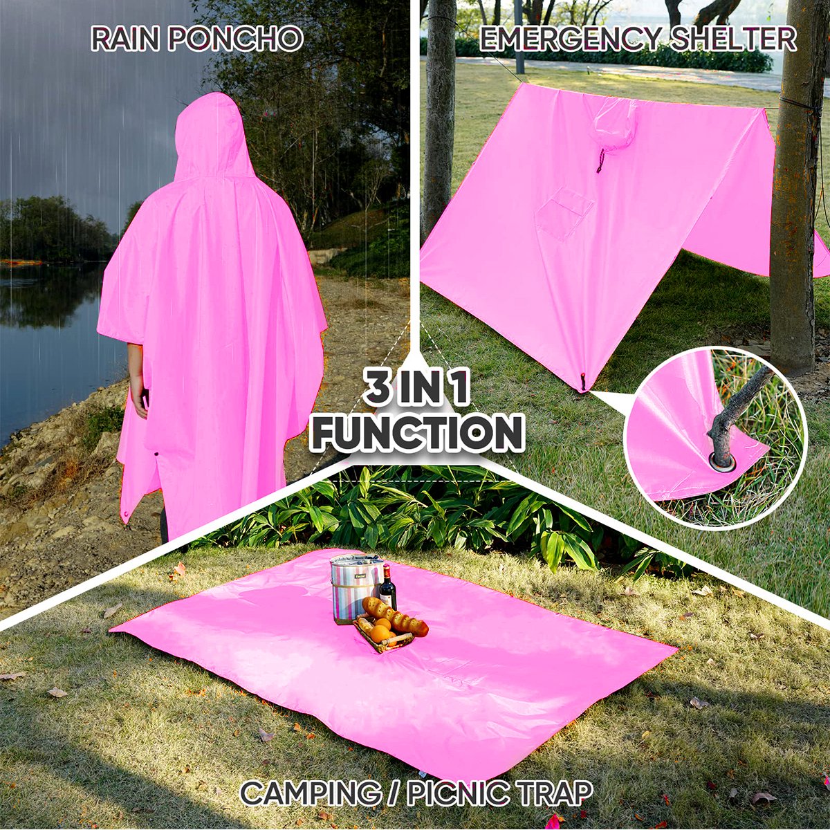 Fayemint Poncho De Pluie Imperméable Avec Capuche - Cape Pluie Légère Pour Randonnée, Camping, Voyage Et Vélo - Lot De 1 Ou 2
