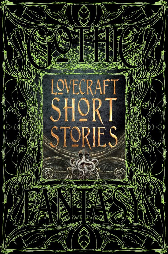 Gothic Fantasy - Lovecraft Short Stories boekomslag met groene sierlijke lijnen en gouden letters.